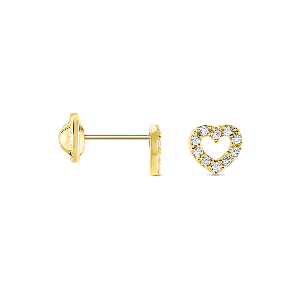 Boucles D'oreilles Puces Eily Or Jaune Oxyde De Zirconium - Clous d'oreilles Famille | Histoire d’Or