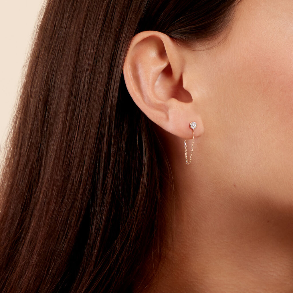 Boucles D'oreilles Pendantes Mon 1er Diamant Or Jaune Diamant - Boucles d'oreilles pendantes Femme | Histoire d’Or