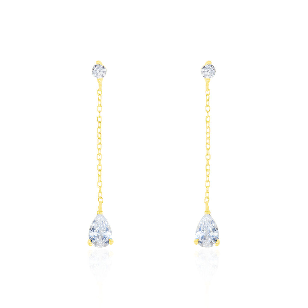 Boucles D'oreilles Pendantes Regane Or Jaune Oxyde De Zirconium - Boucles d'oreilles pendantes Femme | Histoire d’Or