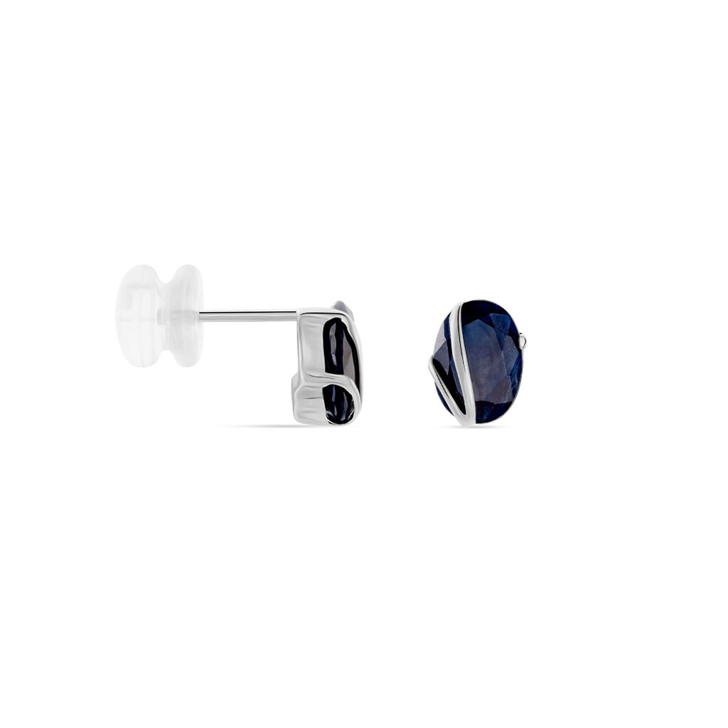 Boucles D'oreilles Puces Prudencia Or Blanc Saphir - Clous d'oreilles Femme | Histoire d’Or