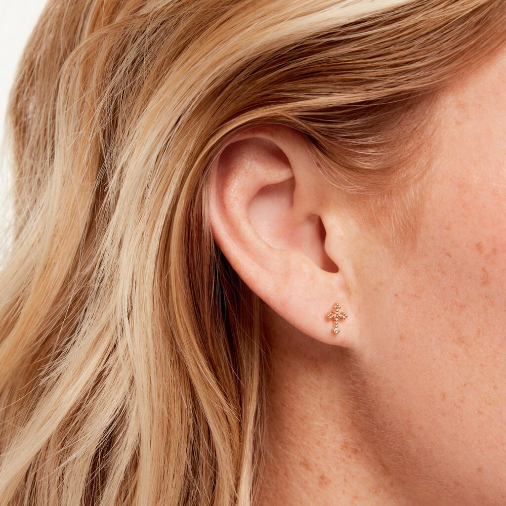 Boucles D'Oreilles Puces Tien Plaqu&eacute; Or Jaune - Boucles d'oreilles fantaisie Femme | Histoire d&rsquo;Or
