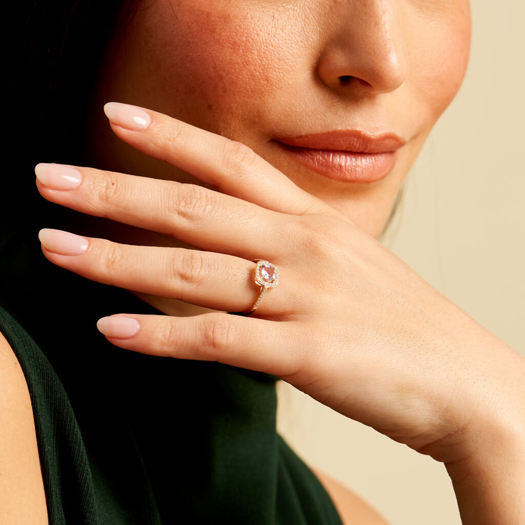 Bague Adrienna Or Jaune Améthyste Oxyde De Zirconium - Bagues solitaires Femme | Histoire d’Or