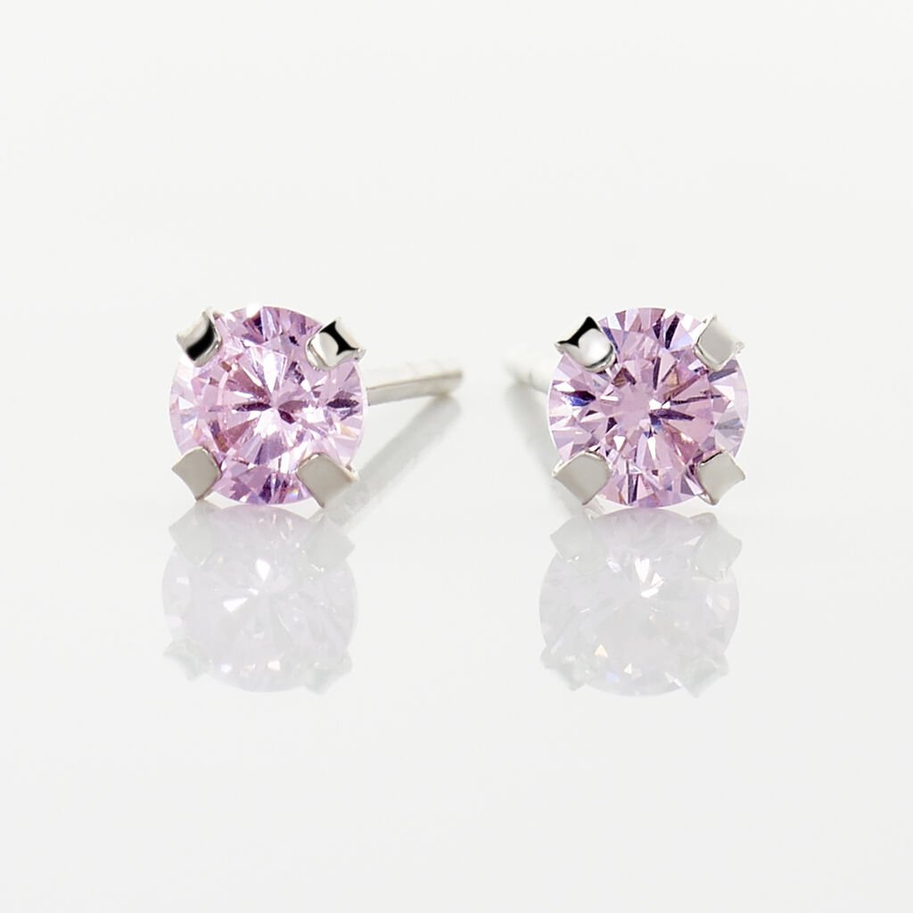 Boucles D'oreilles Puces Carin Or Blanc Oxyde De Zirconium - Clous d'oreilles Femme | Histoire d&rsquo;Or