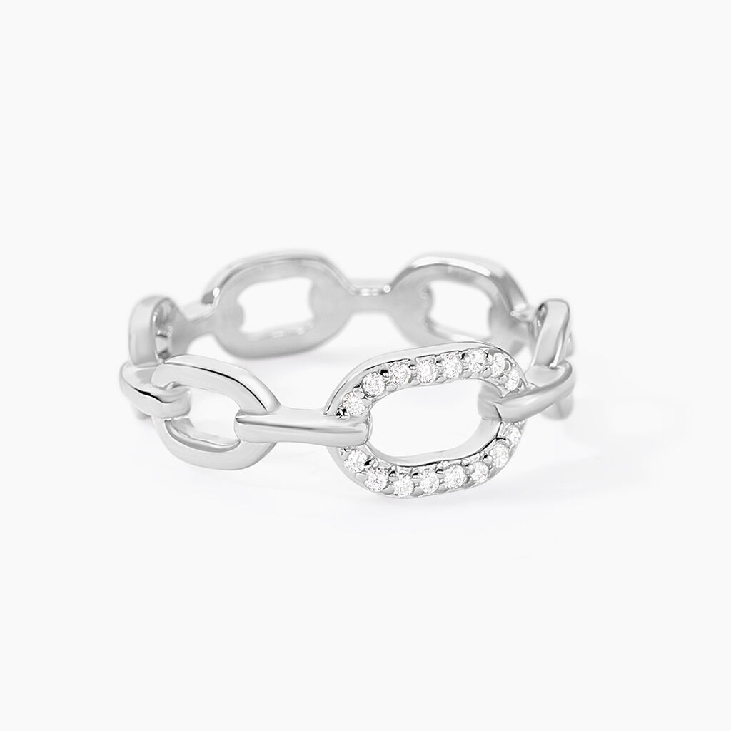 Bague Trait D'union Argent Blanc Oxyde De Zirconium - Bagues avec pierre Femme | Histoire d&rsquo;Or