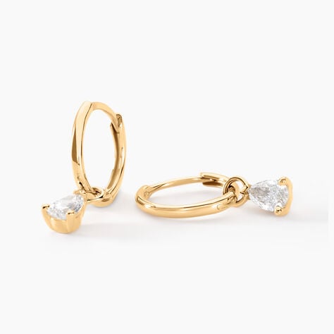 Cr&eacute;oles Kirstin Or Jaune Diamant Synth&eacute;tique - Boucles d'oreilles cr&eacute;oles Femme | Histoire d&rsquo;Or
