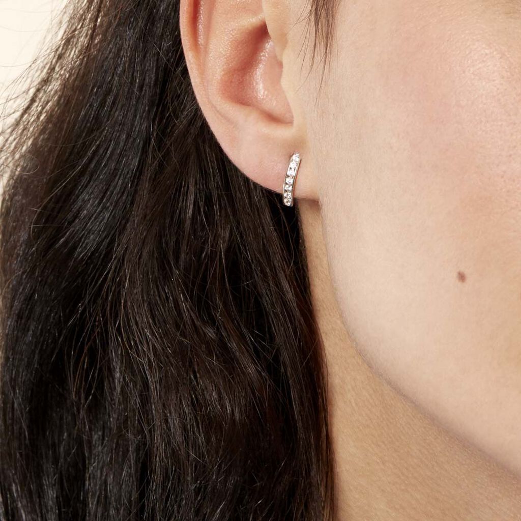 Créoles Jacoba Rondes Or Blanc Oxyde De Zirconium - Boucles d'oreilles créoles Femme | Histoire d’Or