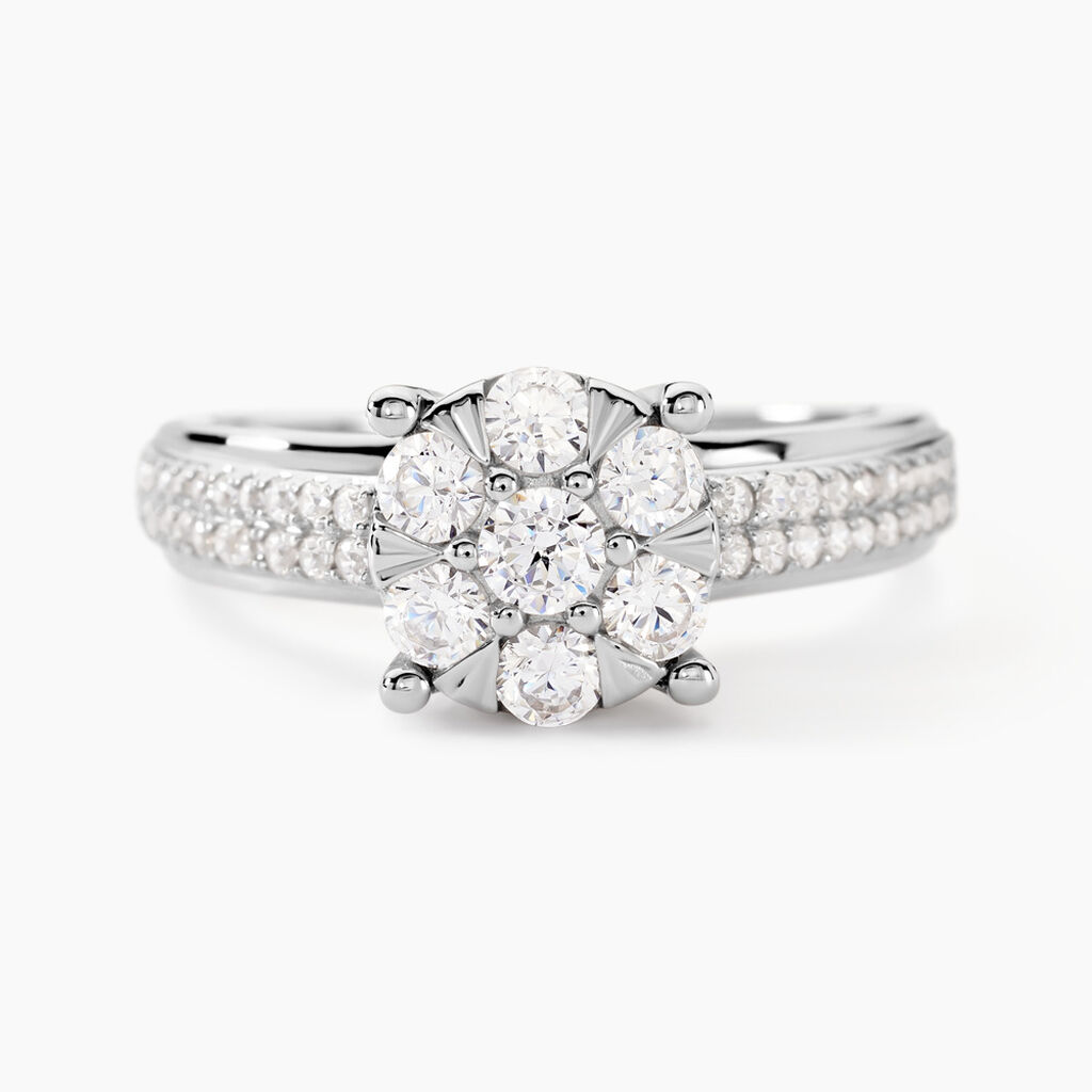 Bague Nazare Or Blanc Oxyde De Zirconium - Bagues solitaires Femme | Histoire d&rsquo;Or