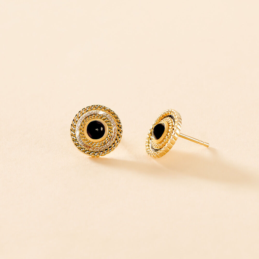 Boucles D'oreilles Puces Aghavni Plaque Or Jaune Agate - Boucles d'oreilles fantaisie Femme | Histoire d&rsquo;Or
