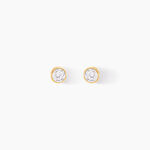 Boucles D'oreilles Puces Elda Serti Clos Or Jaune Oxyde De Zirconium - Clous d'oreilles Femme | Histoire d&rsquo;Or