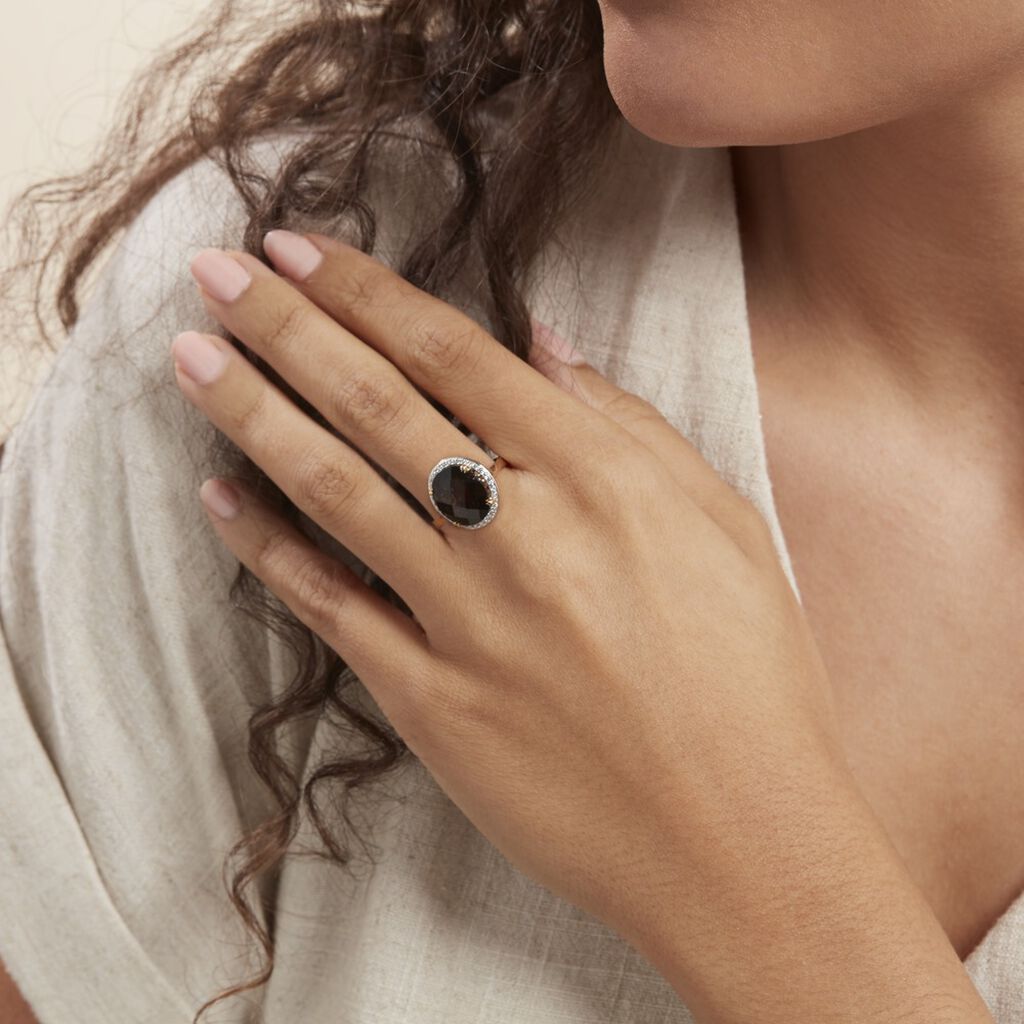 Bague Anna Or Jaune Quartz Et Oxyde De Zirconium - Bagues avec pierre Femme | Histoire d’Or