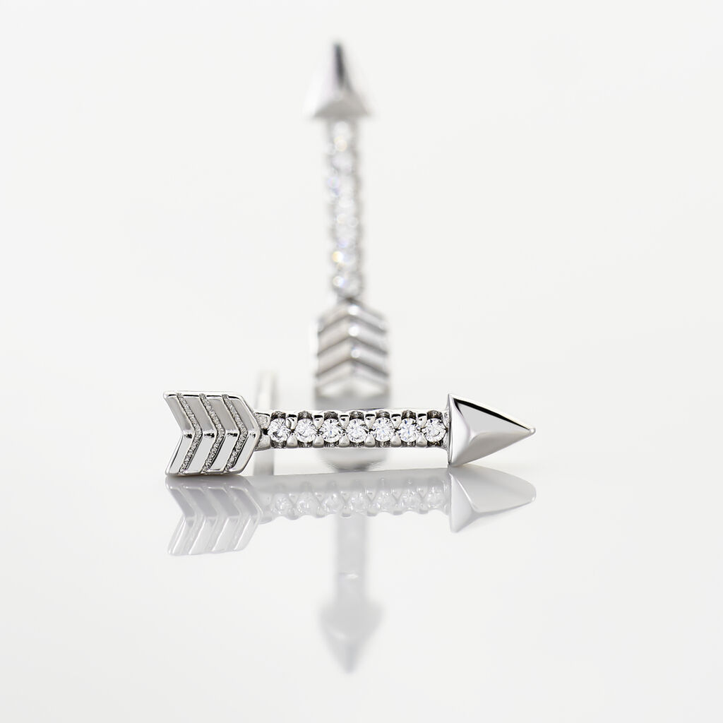 Boucles D'oreilles Puces Harrow Argent Blanc Oxyde De Zirconium - Boucles d'oreilles fantaisie Femme | Histoire d’Or