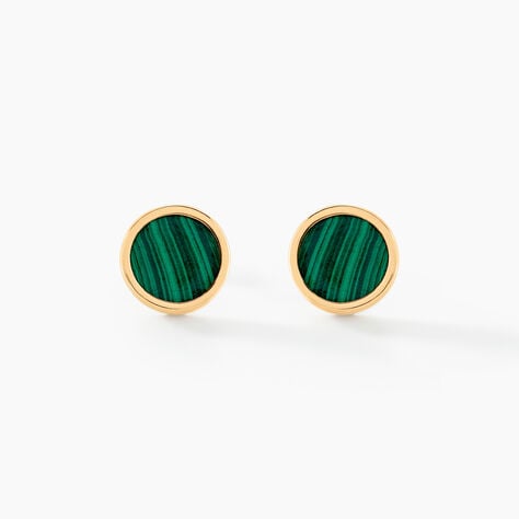 Boucles D'oreilles Puces Lucky Gems Or Jaune Malachite - Clous d'oreilles Femme | Histoire d&rsquo;Or
