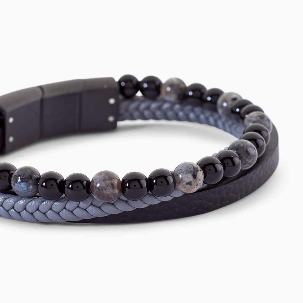 Bracelet Jourdan Cuir De Vache Noir Quartz - Bracelets Cuir Homme | Histoire d&rsquo;Or