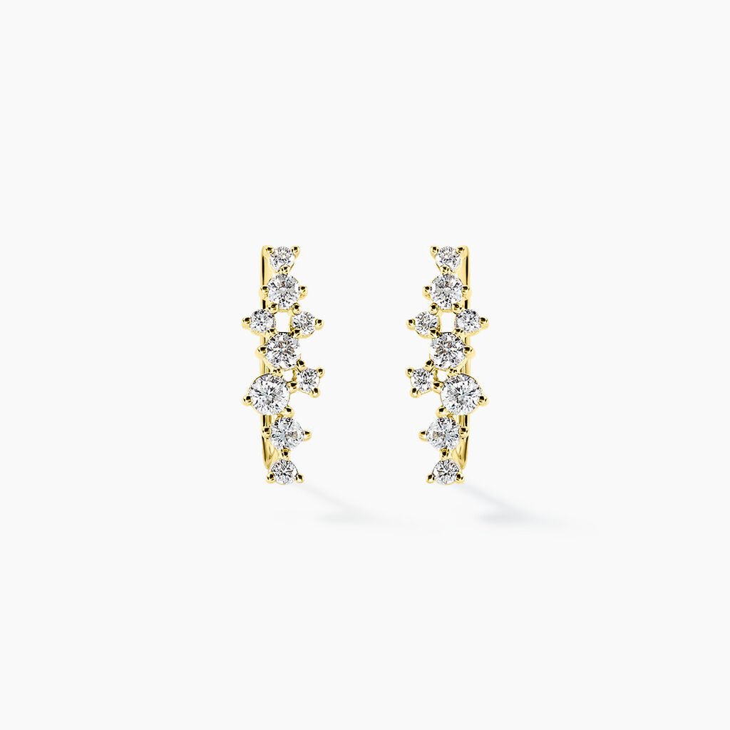 Boucles D'oreilles Puces Orlando Or Jaune Diamant Synth&eacute;tique - Clous d'oreilles Femme | Histoire d&rsquo;Or