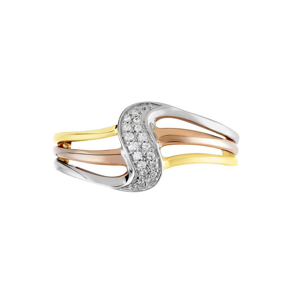 Bague Or Tricolore Dionyse Oxydes De Zirconium - Bagues avec pierre Femme | Histoire d’Or