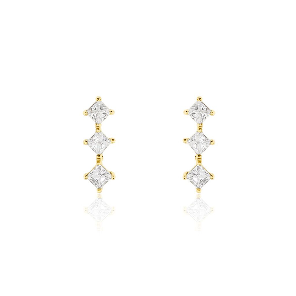 Boucles D'oreilles Puces Lorens Or Jaune Oxyde De Zirconium - Clous d'oreilles Femme | Histoire d’Or