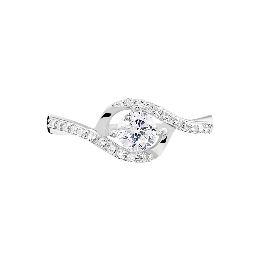 Bague Lines Argent Blanc Oxyde De Zirconium - Bagues solitaires Femme | Histoire d&rsquo;Or