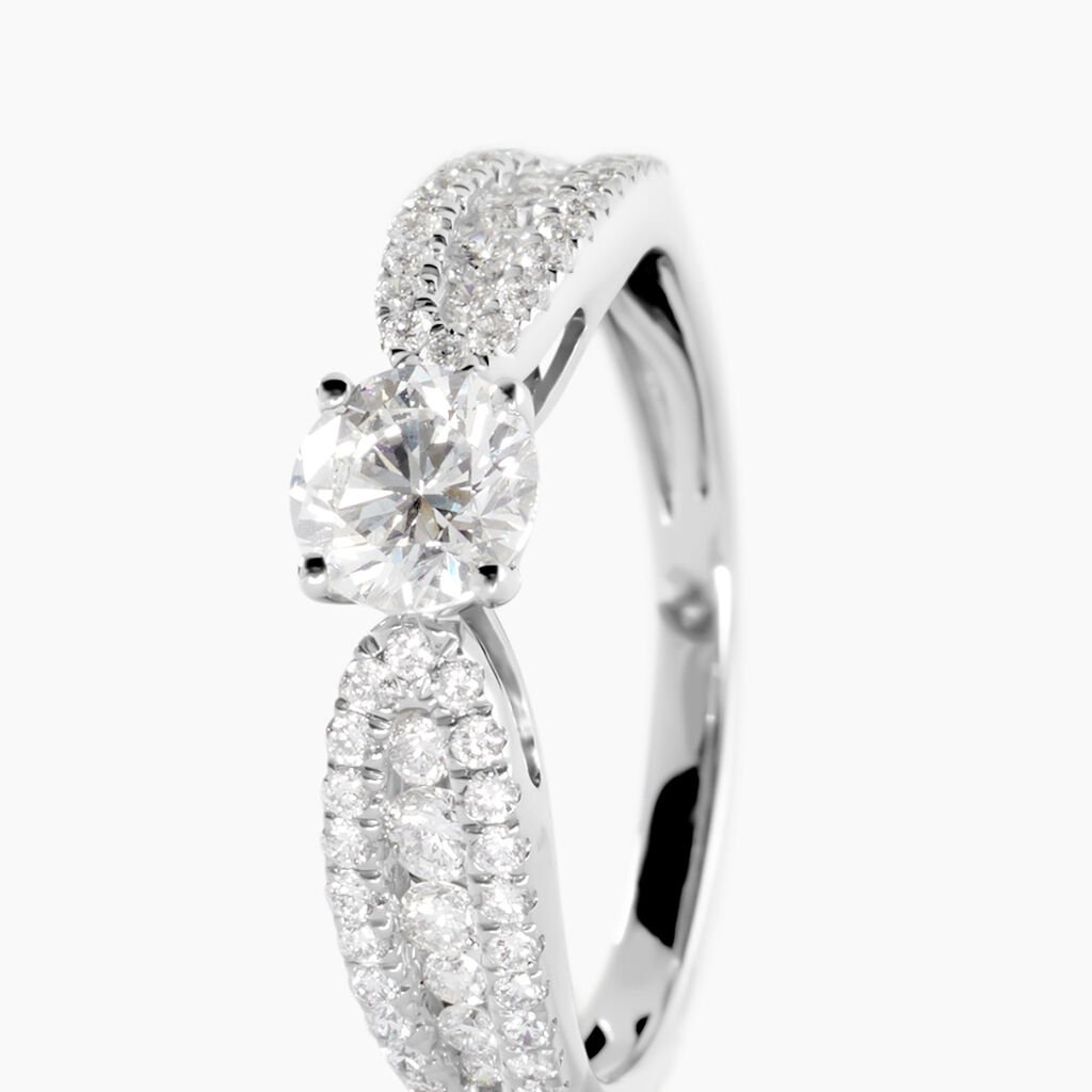Bague Stockholm Ld Platine Blanc Diamant Synth&eacute;tique - Bagues solitaires Femme | Histoire d&rsquo;Or