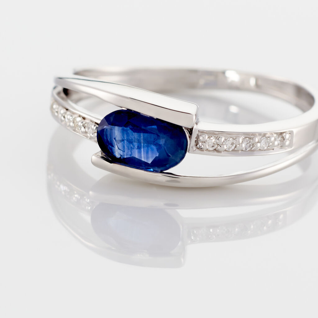 Bague Viyan Or Blanc Saphir Et Diamant - Bagues solitaires Femme | Histoire d’Or