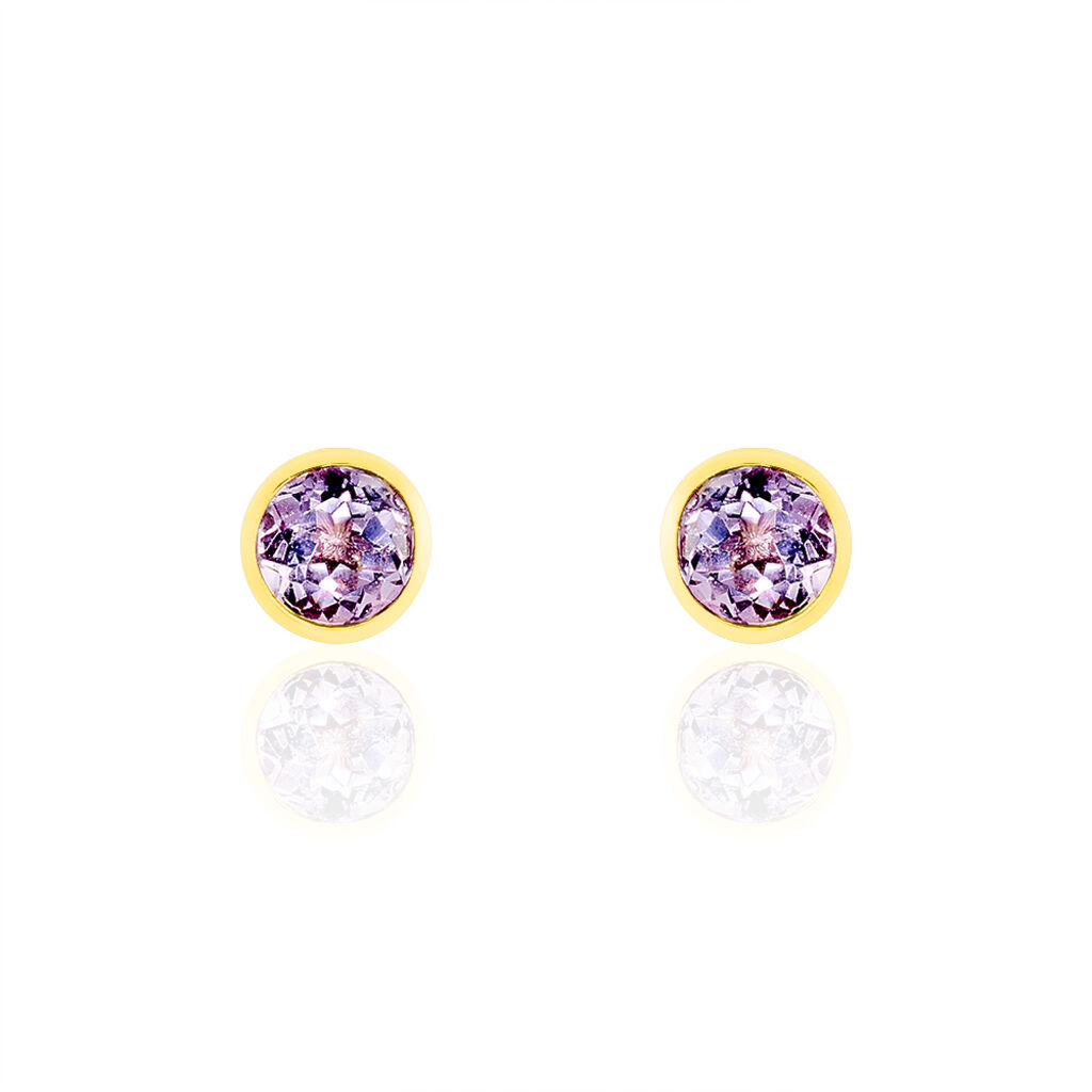 Boucles D'oreilles Puces Parmeclos Or Jaune Amethyste - Clous d'oreilles Femme | Histoire d’Or
