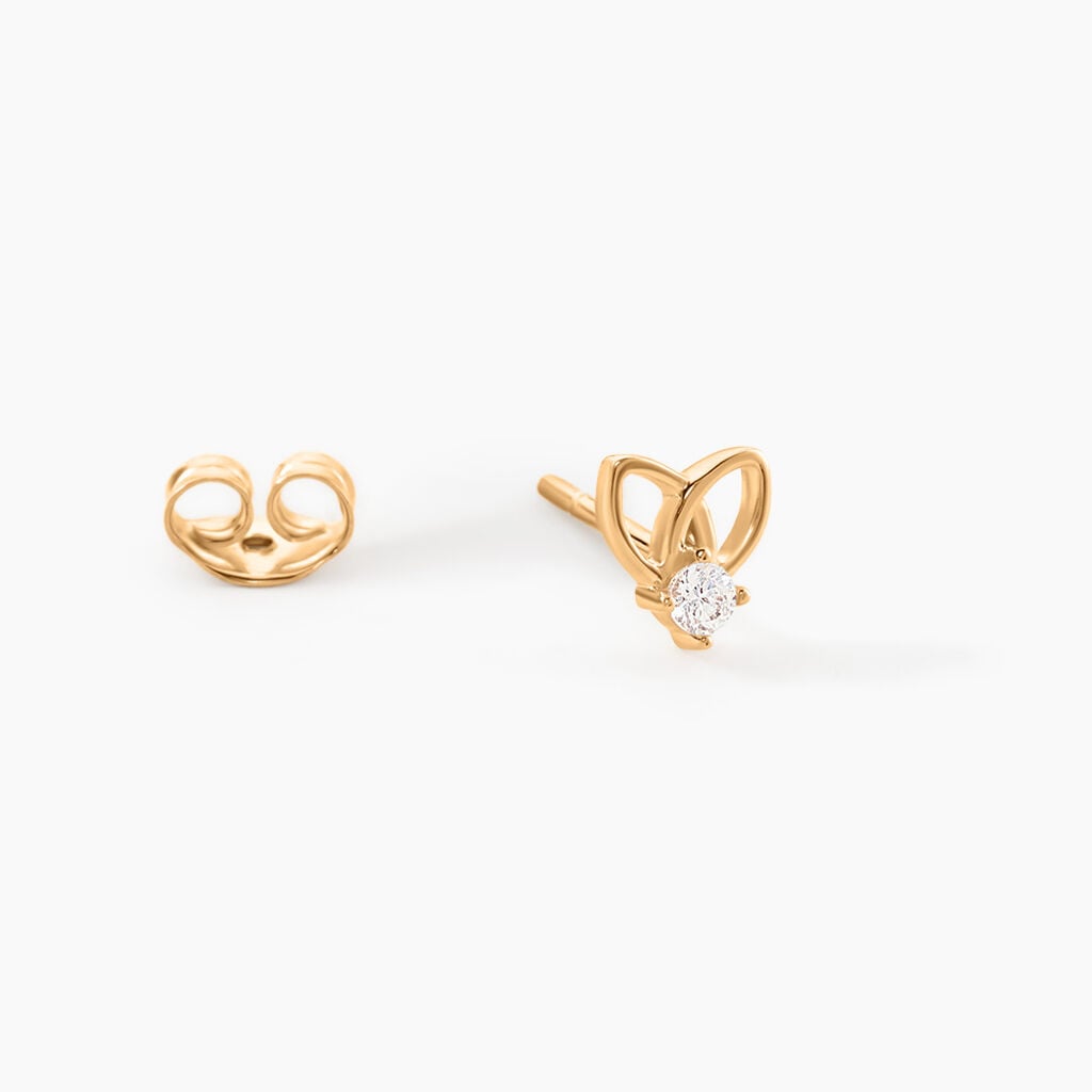Boucles D'Oreilles Puces Ionia Plaqu&eacute; Or Jaune Oxyde De Zirconium - Boucles d'oreilles fantaisie Femme | Histoire d&rsquo;Or