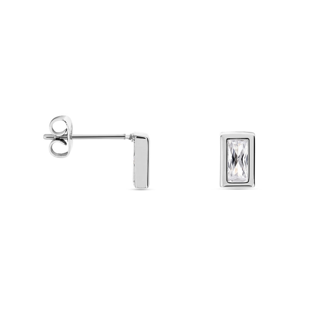 Boucles D'oreilles Puces Royale Argent Blanc Oxyde De Zirconium - Boucles d'oreilles fantaisie Femme | Histoire d’Or