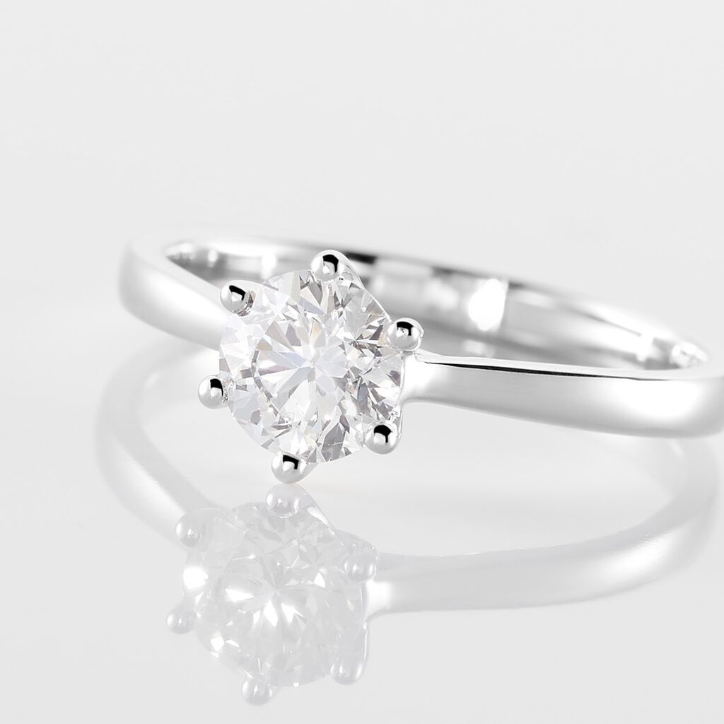 Bague Solitaire Athena Or Blanc Diamant - Bagues solitaires Femme | Histoire d’Or