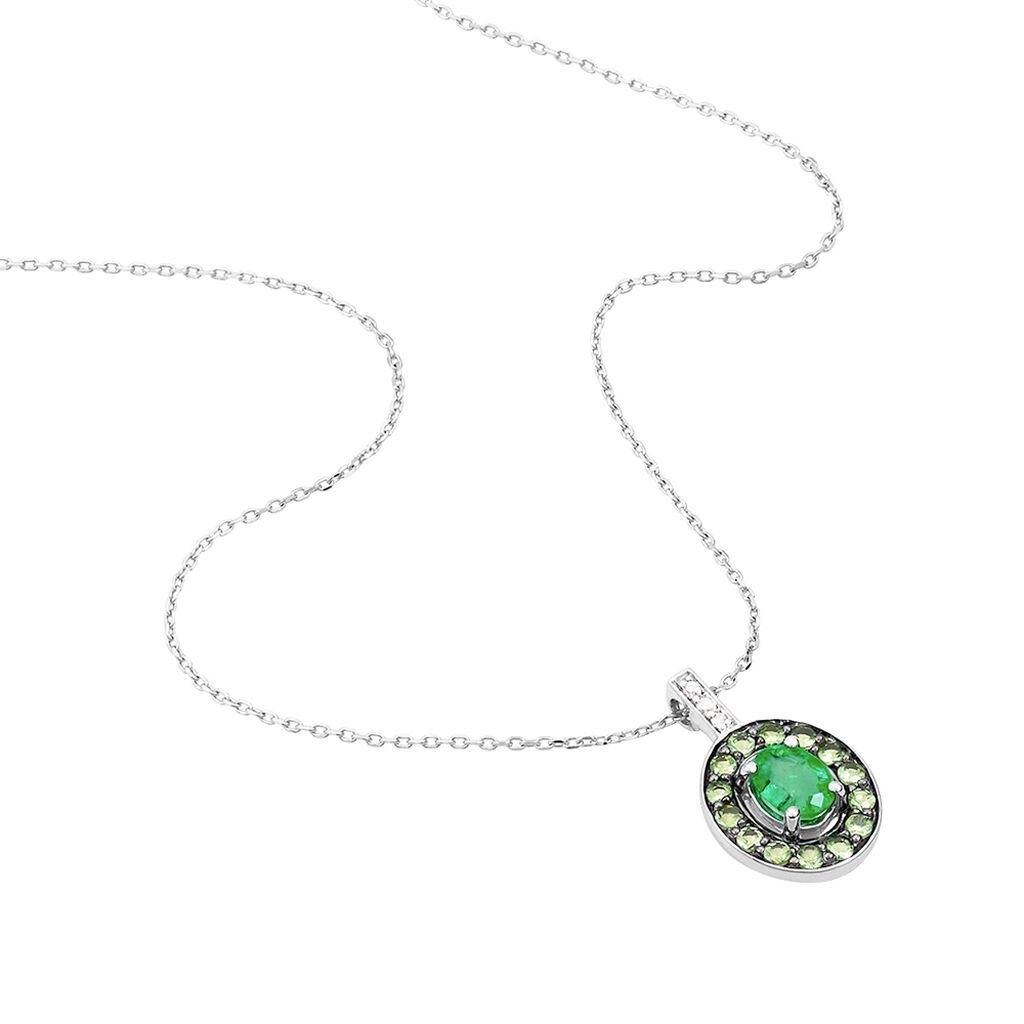Collier Leona Or Blanc Emeraude Diamant - Colliers Femme | Histoire d’Or
