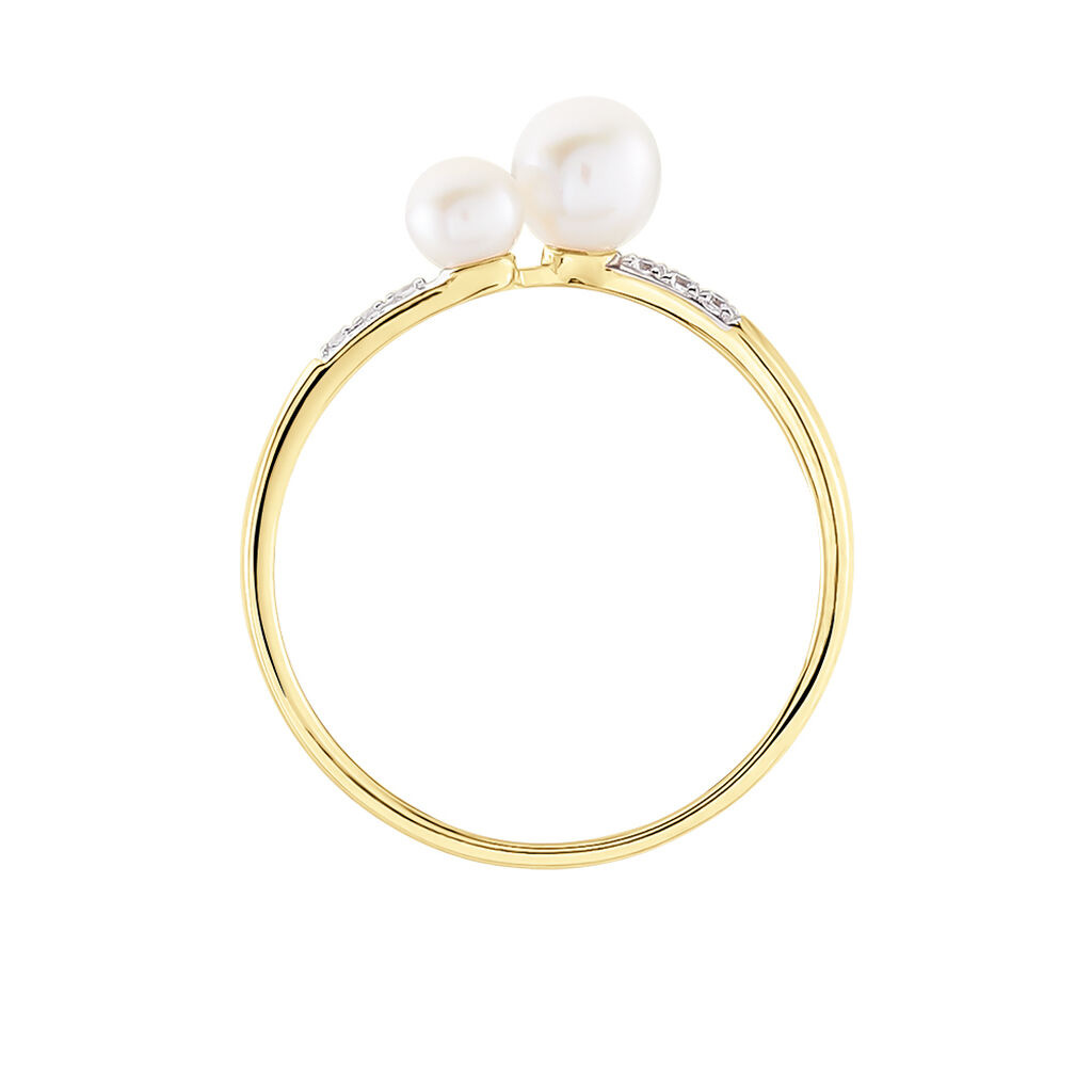 Bague Primo Or Jaune Perle De Culture Et Oxyde De Zirconium - Bagues avec pierre Femme | Histoire d’Or
