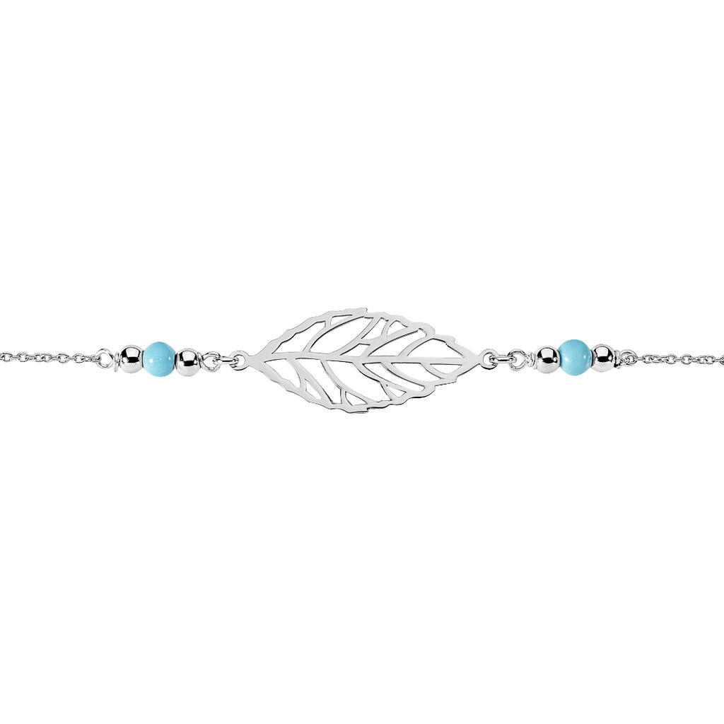 Bracelet Grethel Argent Blanc Turquoise - Bracelets Plume Femme | Histoire d’Or