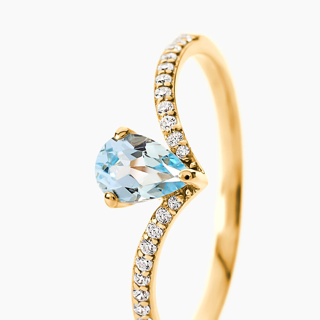 Bague Erlend Or Jaune Topaze Oxyde De Zirconium - Bagues solitaires Femme | Histoire d&rsquo;Or