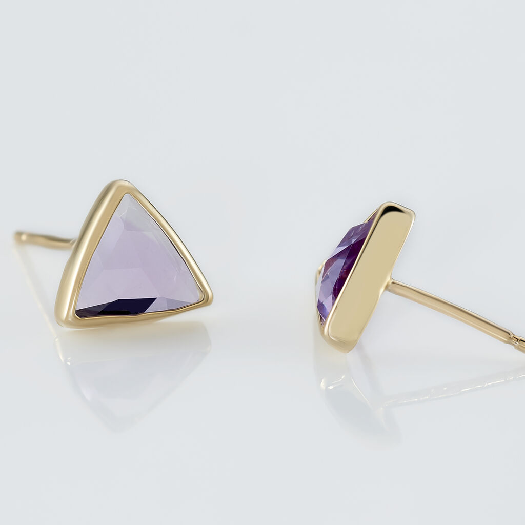 Boucles D'oreilles Puces Juliete Or Jaune Amethyste - Clous d'oreilles Femme | Histoire d’Or