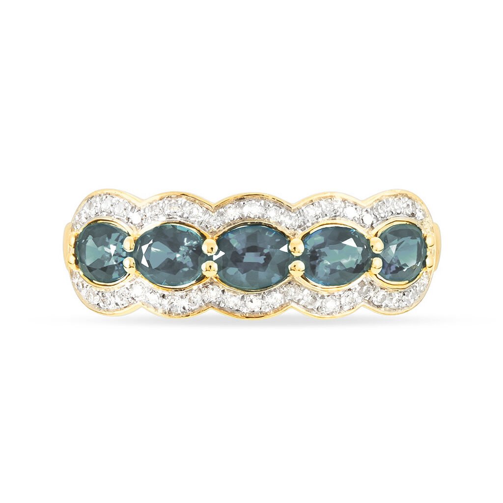 Bague Margaux Or Jaune Aigue Marine Et Diamant - Bagues avec pierre Femme | Histoire d’Or