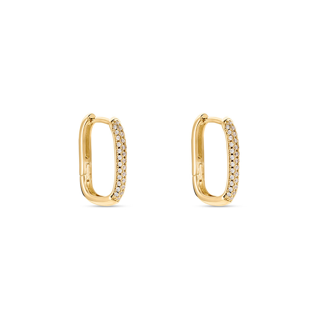 Créoles Domingo Plaqué Or Jaune Oxyde De Zirconium - Boucles d'oreilles créoles Femme | Histoire d’Or
