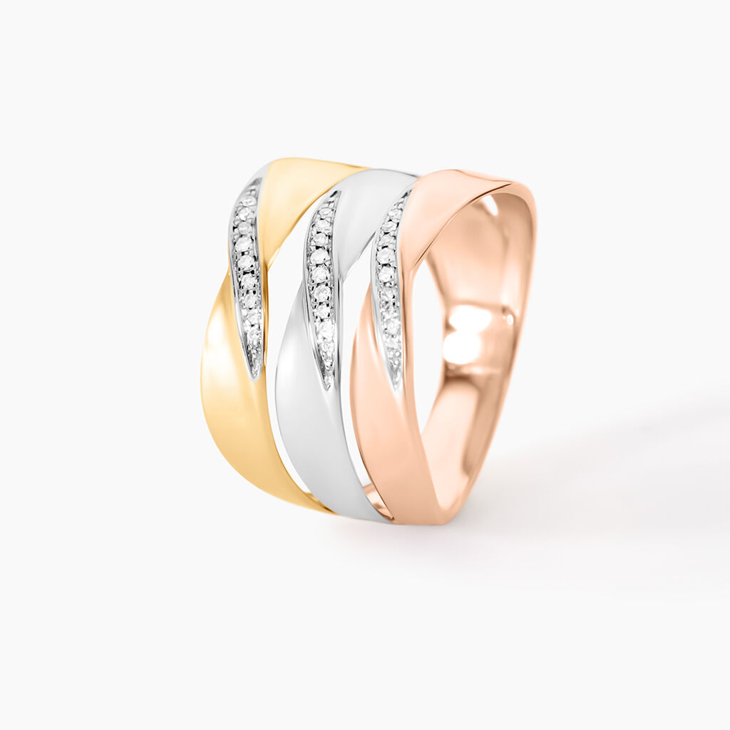 Bague Exauce Or Tricolore Diamant - Bagues avec pierre Femme | Histoire d’Or