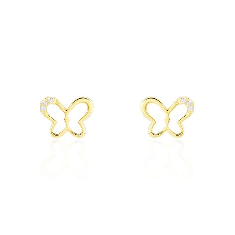 Boucles D'oreilles Puces Camomille Or Jaune Oxyde De Zirconium - Clous d'oreilles Enfant | Histoire d’Or