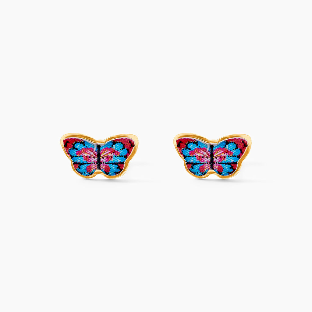 Boucles D'oreilles Puces Aurida Papillon Or Jaune - Clous d'oreilles Enfant | Histoire d’Or