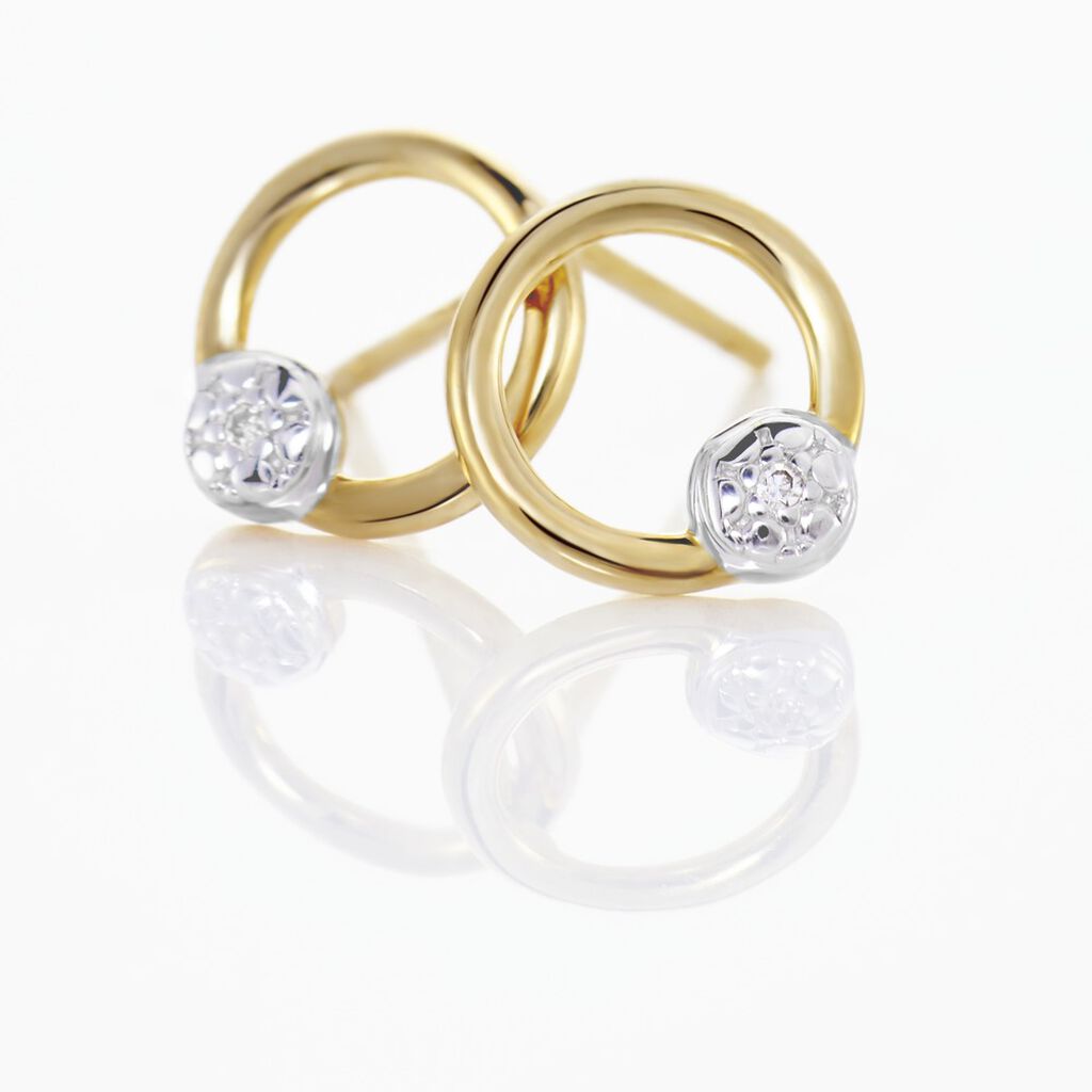 Boucles D'oreilles Puces Gisa Jaune Diamant Blanc - Clous d'oreilles Femme | Histoire d’Or