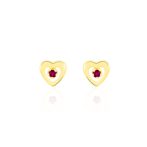 Boucles D'oreilles Puces Izild Or Jaune Rubis - Clous d'oreilles Femme | Histoire d’Or