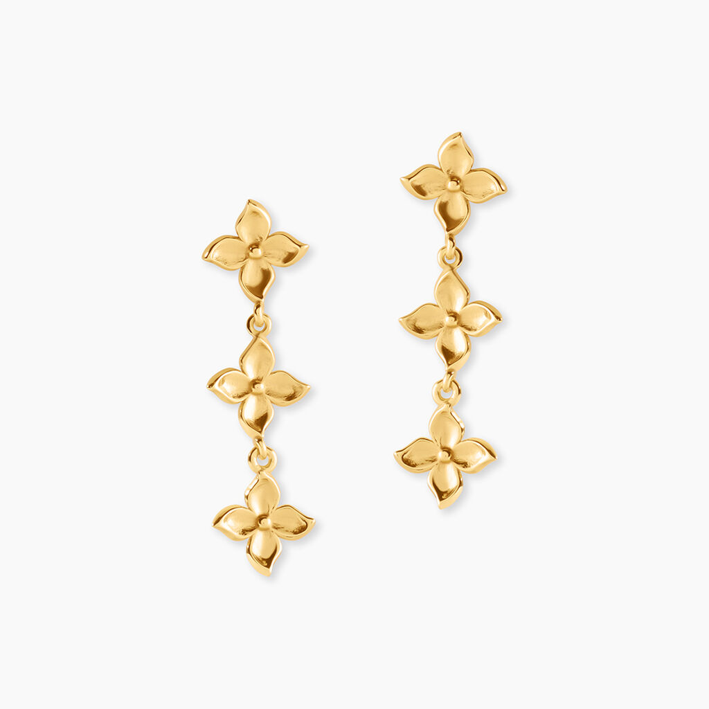 Boucles D'Oreilles Pendantes Monika Argent Dor&eacute; A L'Or 750/1000 - Boucles d'oreilles pendantes Femme | Histoire d&rsquo;Or