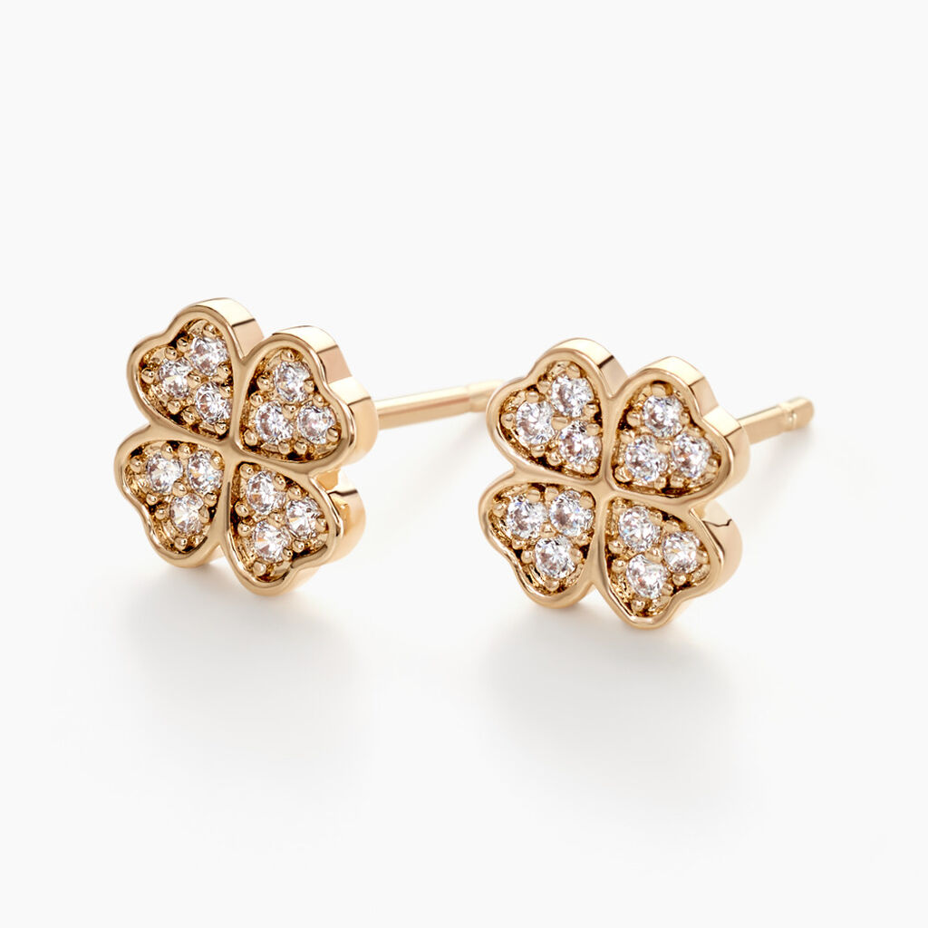 Boucles D’oreilles Puces Rhosyn Plaqué Or Jaune Oxyde