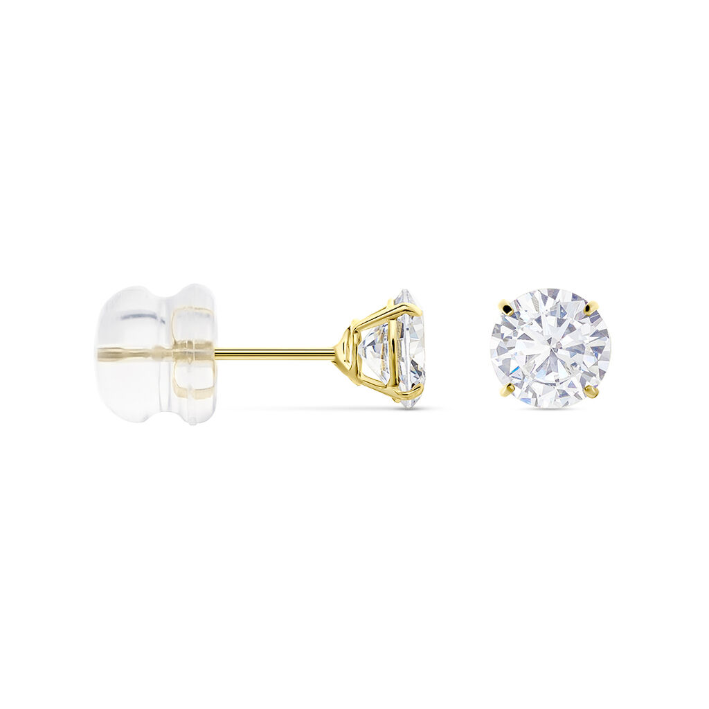 Boucles D'oreilles Puces Or Jaune Katherina Oxyde De Zirconium - Clous d'oreilles Femme | Histoire d’Or