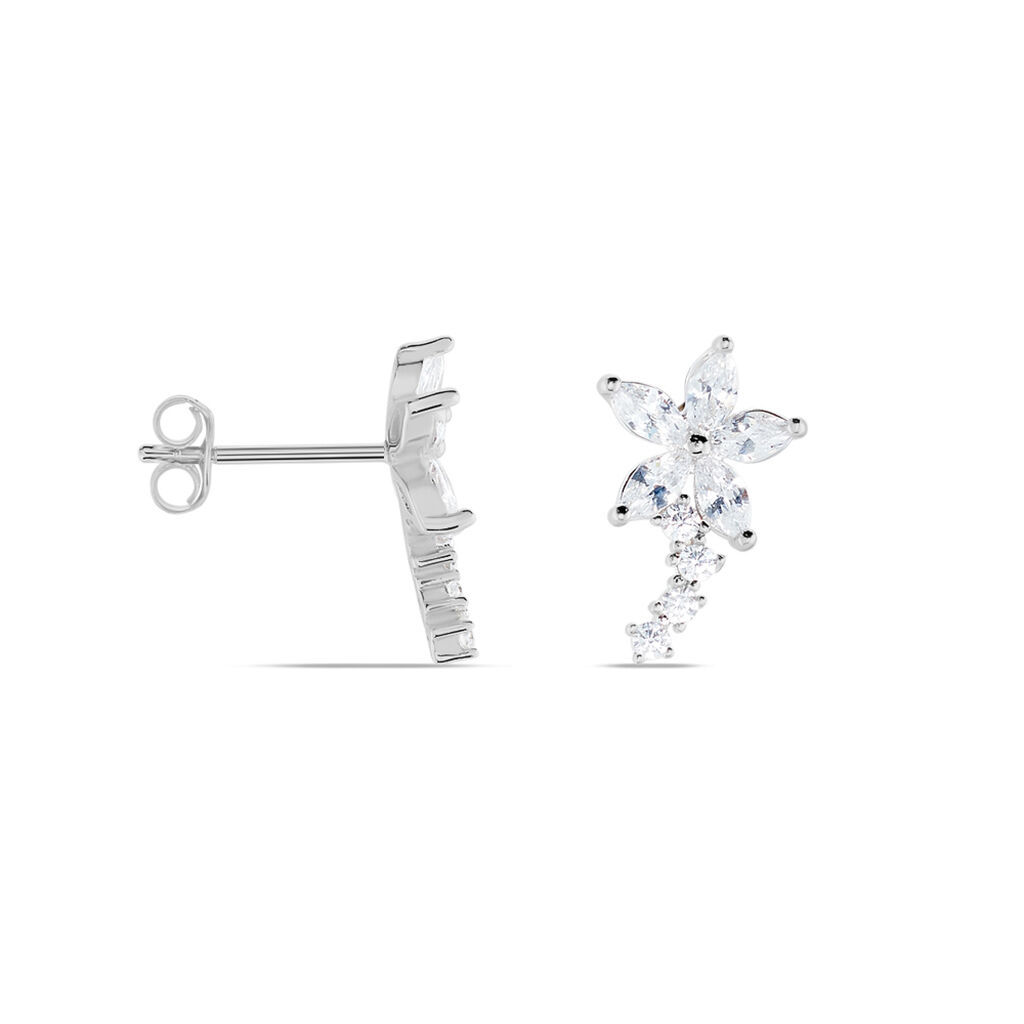 Boucles D'oreilles Puces Argent Blanc Florencio Oxydes De Zirconium - Boucles d'oreilles fantaisie Femme | Histoire d&rsquo;Or