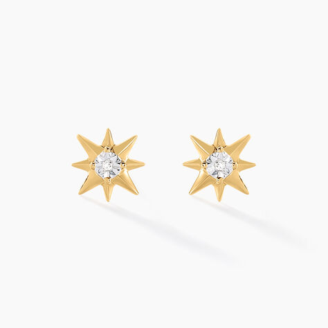 Boucles D'oreilles Puces Vangelis Or Jaune Diamant - Clous d'oreilles Femme | Histoire d&rsquo;Or