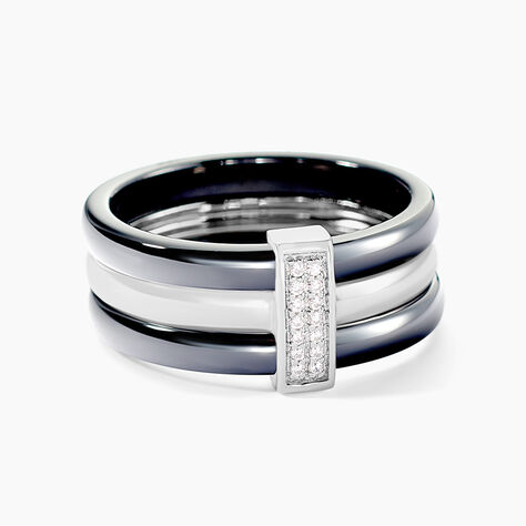Bague Ceramik Design Argent Blanc C&eacute;ramique Et Oxyde De Zirconium - Bagues avec pierre Femme | Histoire d&rsquo;Or