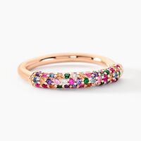 Bague Urban Call Argent Rose Pierre De Synthese Oxyde De Zirconium