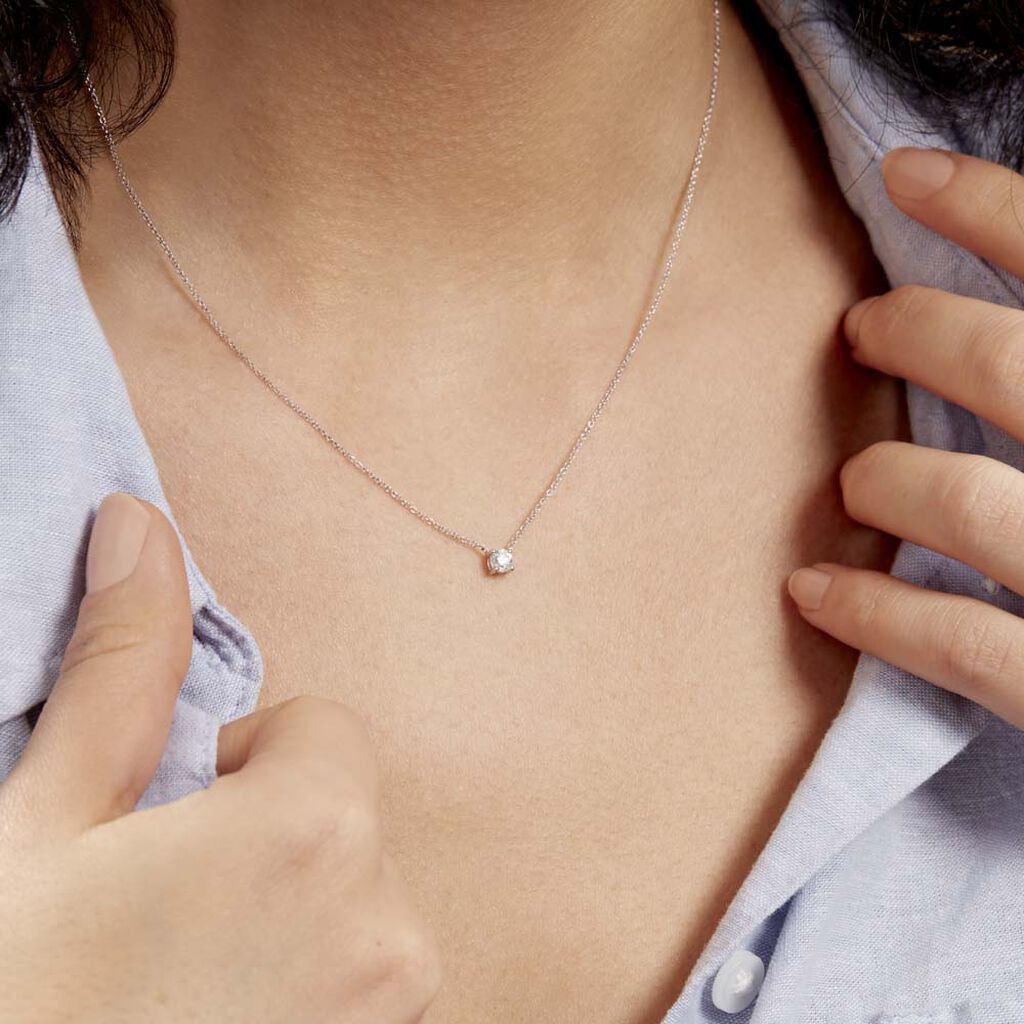 Collier Aphrodite Or Blanc Diamant - Colliers Femme | Histoire d’Or