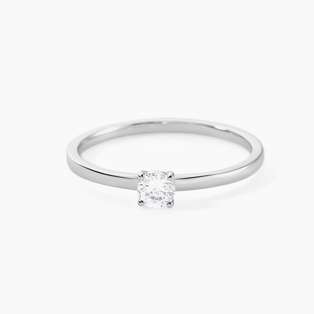 Bague Solitaire Stella Argent Blanc Oxyde De Zirconium - Bagues solitaires Femme | Histoire d&rsquo;Or