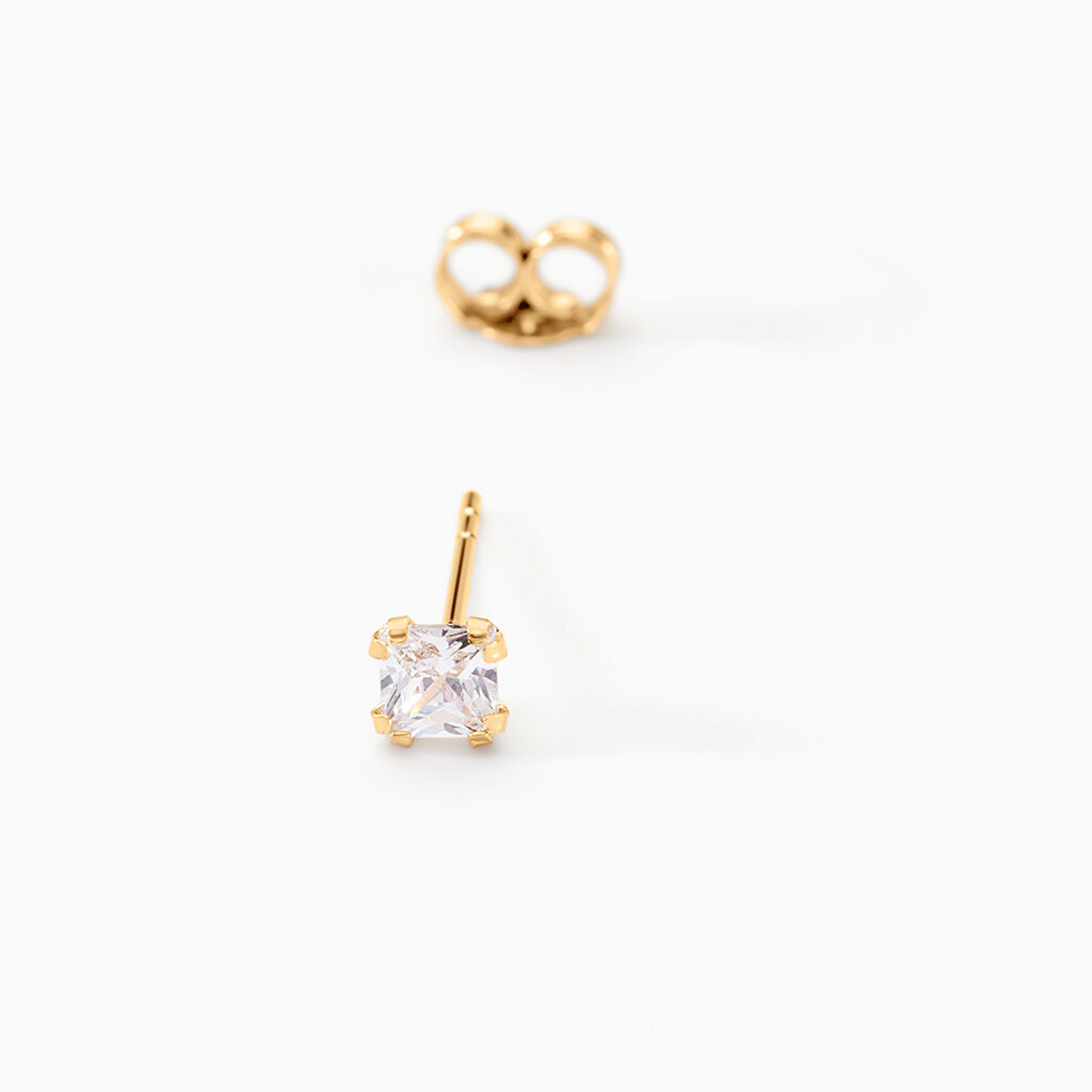 Boucles D'oreilles Puces Doreen Or Jaune Oxyde De Zirconium - Clous d'oreilles Famille | Histoire d’Or
