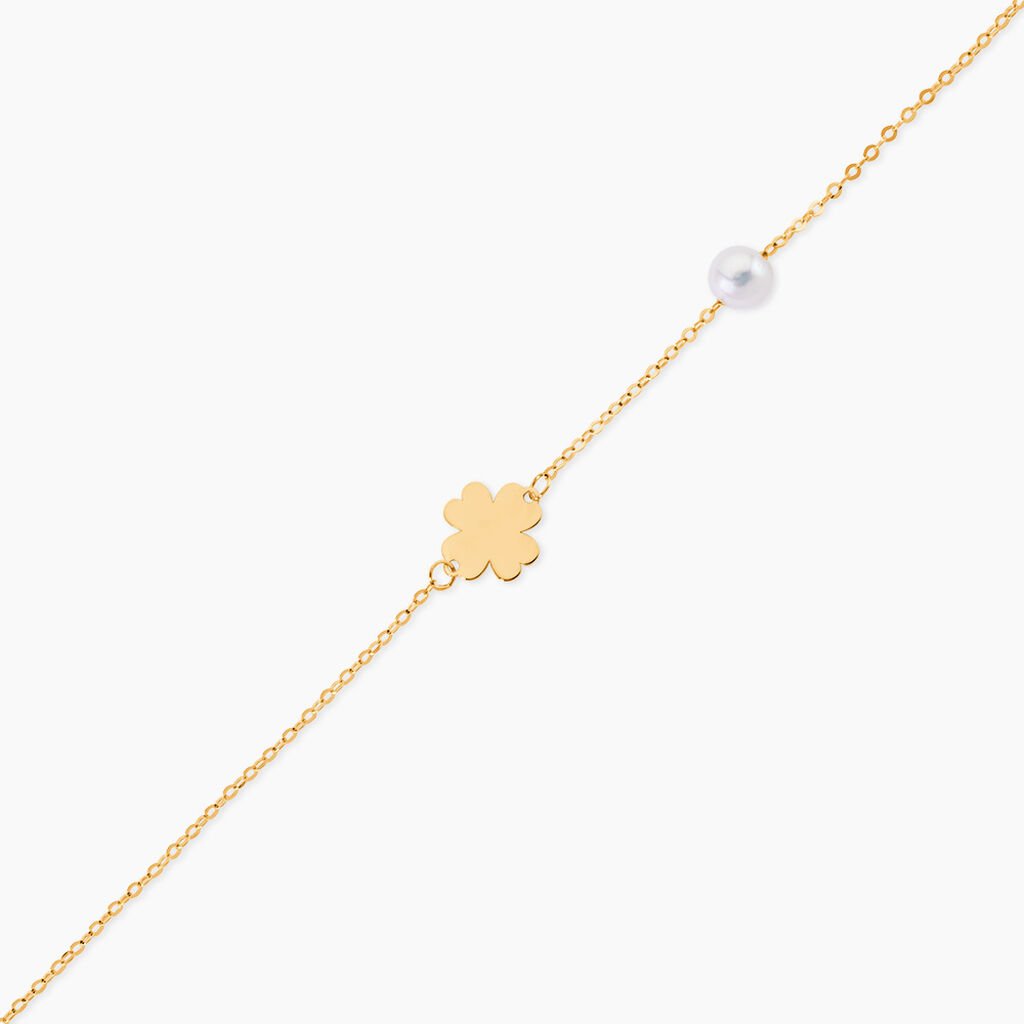 Bracelet Trefle Or Jaune Perle De Culture - Bracelets Enfant | Histoire d&rsquo;Or